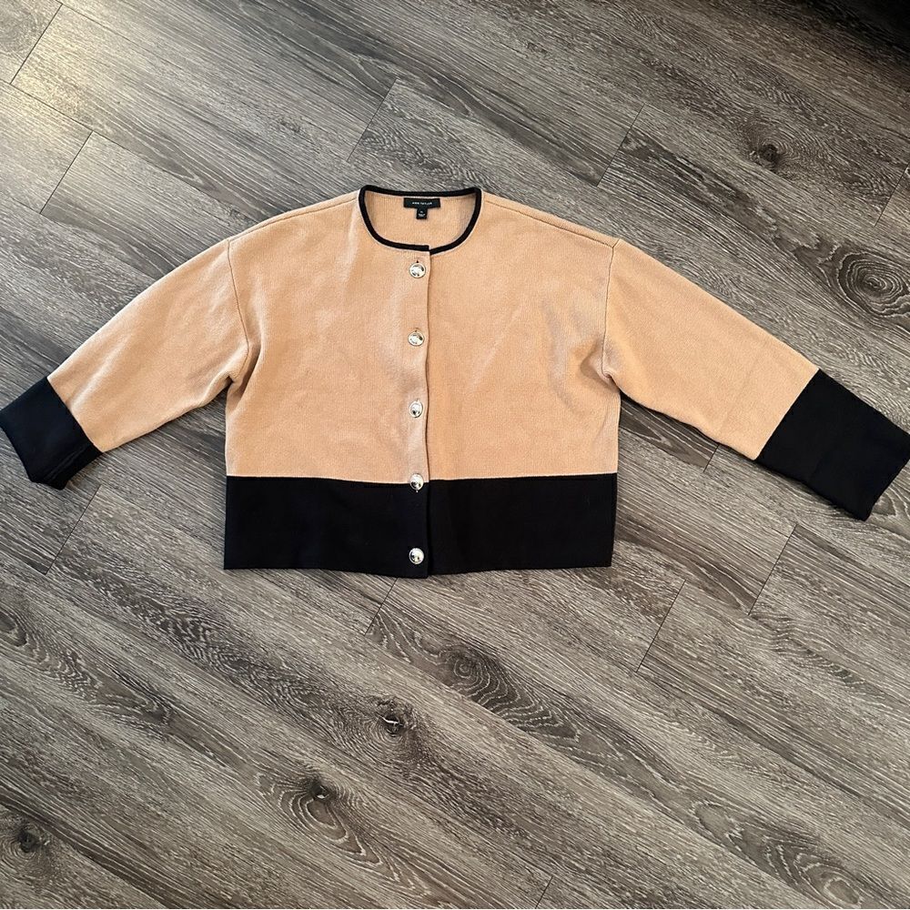 Ann Taylor Colorblock Crew Neck Sweater Jacket